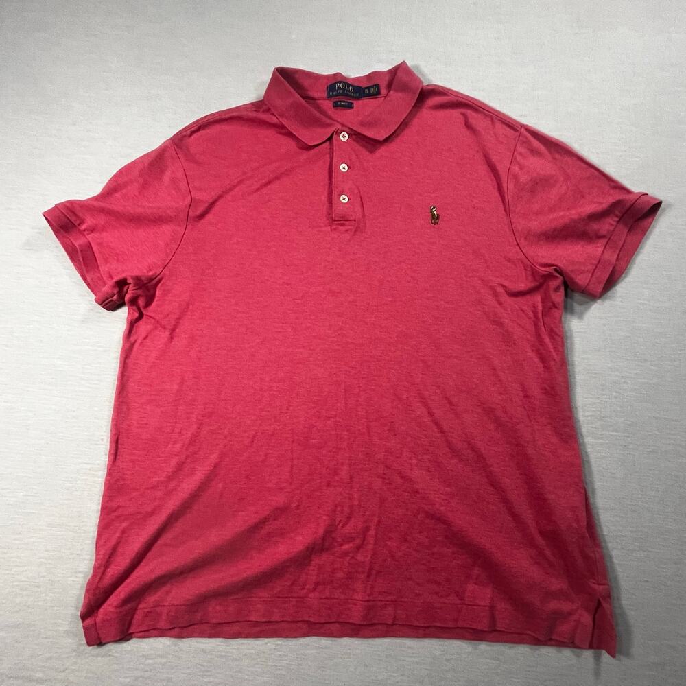 Ralph Lauren Polo Mens XL Slim Fit Red‎ Short Sleeve Preppy Golf Shirt